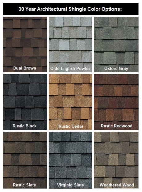 30 Year Architectural Shingle Color Options